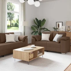 vidaXL Sofa 2 pcs Braun 219 x 80 x 82 cm Stoff