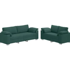 vidaXL Sofa 2 pcs Dunkelgrün 219 x 80 x 82 cm Stoff