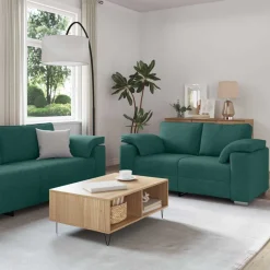 vidaXL Sofa 2 pcs Dunkelgrün 219 x 80 x 82 cm Stoff