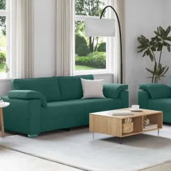 vidaXL Sofa 2 pcs Dunkelgrün 219 x 80 x 82 cm Stoff