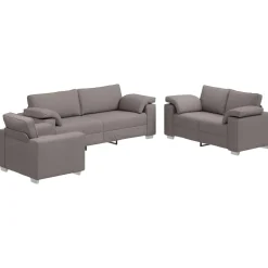vidaXL Sofa 3 pcs Taupe 219 x 80 x 82 cm Leinenmischgewebe
