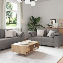 vidaXL Sofa 3 pcs Taupe 219 x 80 x 82 cm Leinenmischgewebe