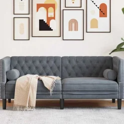 vidaXL Sofa Dunkelgrau 174 x 74,5 x 70,5 cm Samt