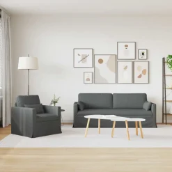 vidaXL Sofa Set 2 pcs Dunkelgrau 198 x 78 x 80 cm Stoff