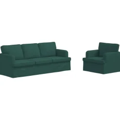 vidaXL Sofa Set 2 pcs Dunkelgrün 144 x 80 x 85 cm Stoff