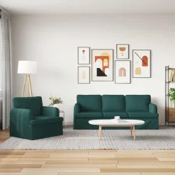 vidaXL Sofa Set 2 pcs Dunkelgrün 144 x 80 x 85 cm Stoff