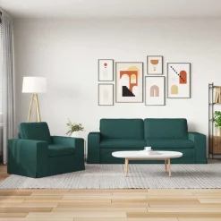 vidaXL Sofa Set 2 pcs Dunkelgrün 182 x 80 x 82 cm Stoff