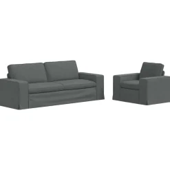 vidaXL Sofa Set 2 pcs Dunkelgrau 182 x 80 x 82 cm Stoff