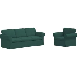 vidaXL Sofa Set 2 pcs Dunkelgrün 215 x 82 x 80 cm Stoff