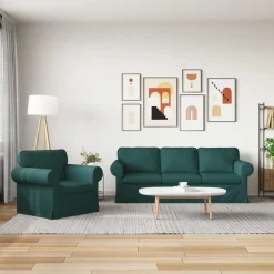 vidaXL Sofa Set 2 pcs Dunkelgrün 215 x 82 x 80 cm Stoff
