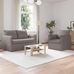 vidaXL Sofa Set 2 pcs Taupe 136 x 82 x 85 cm Stoff