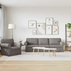 vidaXL Sofa Set 2 pcs Taupe 245 x 82 x 80 cm Stoff