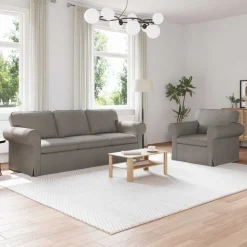 vidaXL Sofa Set 2 pcs Taupe 215 x 82 x 80 cm Stoff