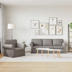 vidaXL Sofa Set 2 pcs Taupe 215 x 82 x 80 cm Stoff