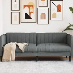 vidaXL Sofa 3-Sitzer Dunkelgrau Stoff