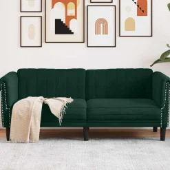 vidaXL Sofa 2-Sitzer Dunkelgrün Samt