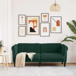 vidaXL Sofa 2-Sitzer Dunkelgrün Samt