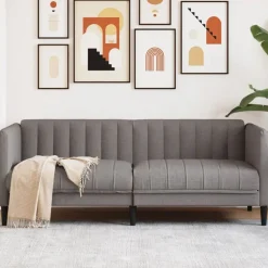 vidaXL Sofa 2-Sitzer Taupe Stoff