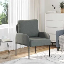 vidaXL Sofas mit Kissen 55cm Dunkelgrau Sperrholz