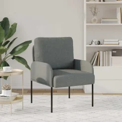 vidaXL Sofas mit Kissen 55cm Dunkelgrau Sperrholz
