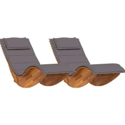 vidaXL Sonnenliege mit Kissen 2-Person 2 pcs Braun Massivholz Akazie