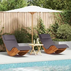 vidaXL Sonnenliege mit Kissen 2-Person 2 pcs Braun Massivholz Akazie