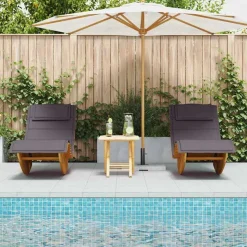 vidaXL Sonnenliege mit Kissen 2-Person 2 pcs Braun Massivholz Akazie