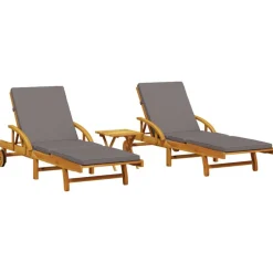 vidaXL Sonnenliegen 2 Stk. mit Tisch Massivholz Akazie