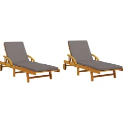 vidaXL Sonnenliegen 2 Stk. mit Auflagen 200x68x83 cm Massivholz Akazie