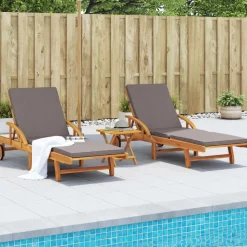 vidaXL Sonnenliegen 2 Stk. mit Auflagen 200x68x83 cm Massivholz Akazie