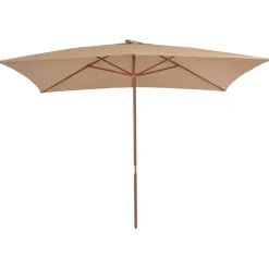 vidaXL Sonnenschirm mit Holz-Mast 200x300 cm Taupe