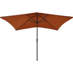 vidaXL Sonnenschirm mit LEDs und Stahl-Mast Terrakottarot 2x3 m