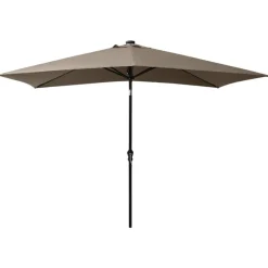 vidaXL Sonnenschirm mit LEDs und Stahl-Mast Taupe 2x3 m
