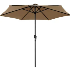 vidaXL Sonnenschirm mit LED-Beleuchtung und Alu-Mast 270 cm Taupe