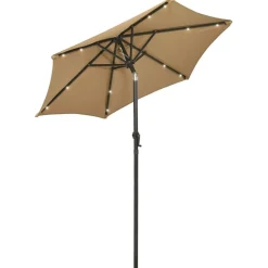 vidaXL Sonnenschirm mit LED-Beleuchtung Taupe 200x211 cm Alu