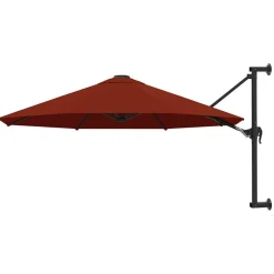vidaXL Sonnenschirm zur Wandmontage mit Metall-Mast 300 cm Terrakotta