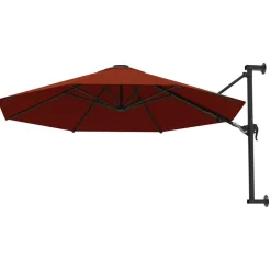 vidaXL Sonnenschirm zur Wandmontage mit Metall-Mast 300 cm Terrakotta