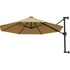 vidaXL Sonnenschirm zur Wandmontage mit Metall-Mast 300 cm Taupe