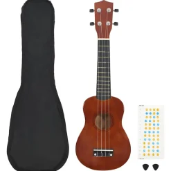 vidaXL Sopran Ukulele Set für Kinder mit Tasche Dunkles Holz 21"