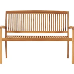vidaXL Stapelbare Gartenbank mit Auflage 128,5 cm Massivholz Teak