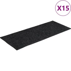 vidaXL Stufenmatten Selbstklebend 15 Stk. 60x25 cm Dunkelgrau Rechteckig