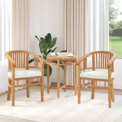 vidaXL Stuhl mit Kissen 2 pcs Braun 63 x 58 x 89 cm Massivholz Teak