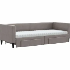 vidaXL Tagesbett Ausziehbar mit Schubladen Taupe 80x200 cm Stoff
