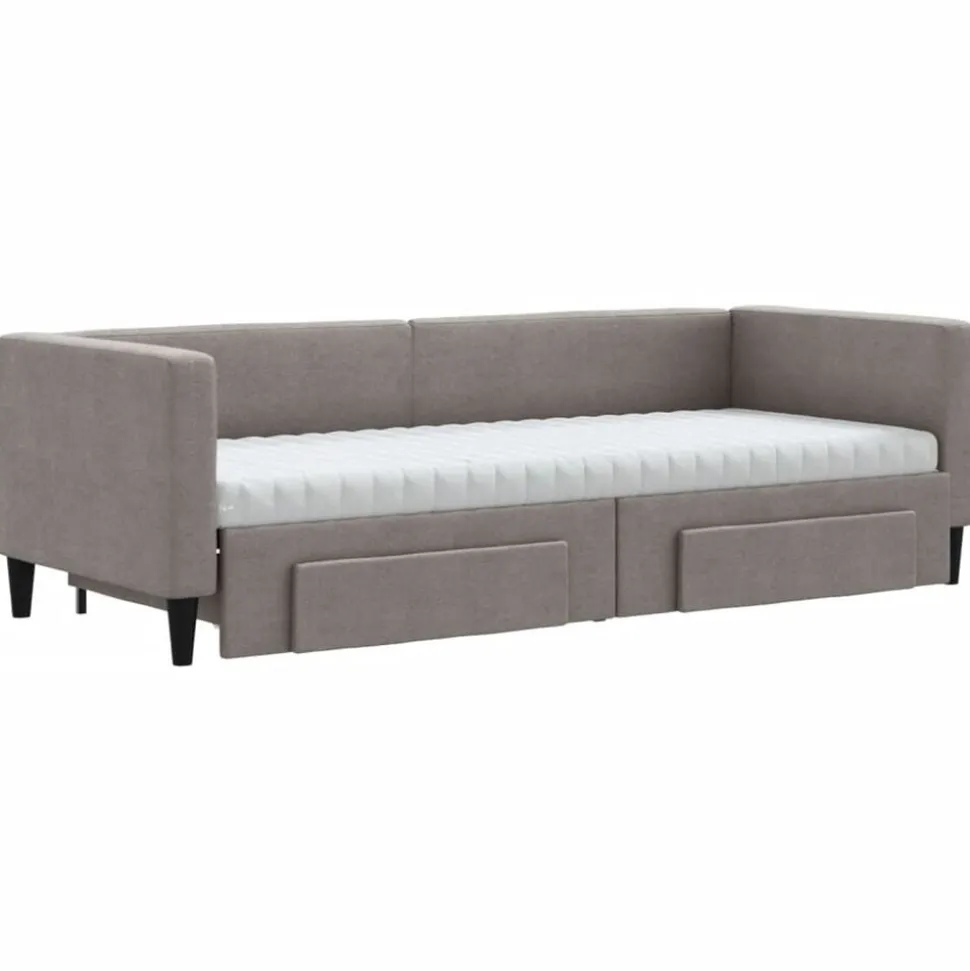 vidaXL Tagesbett Ausziehbar mit Schubladen Taupe 80x200 cm Stoff