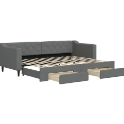 vidaXL Tagesbett Ausziehbar mit Schubladen Dunkelgrau 80x200 cm Stoff
