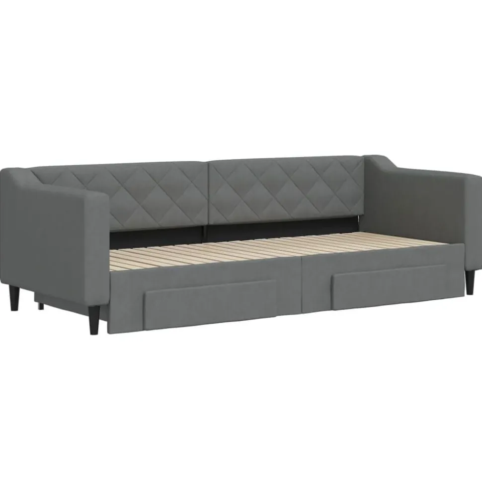 vidaXL Tagesbett Ausziehbar mit Schubladen Dunkelgrau 80x200 cm Stoff