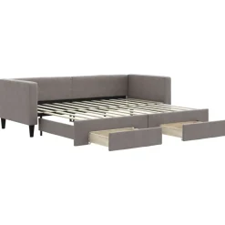 vidaXL Tagesbett Ausziehbar mit Schubladen Taupe 80x200 cm Stoff