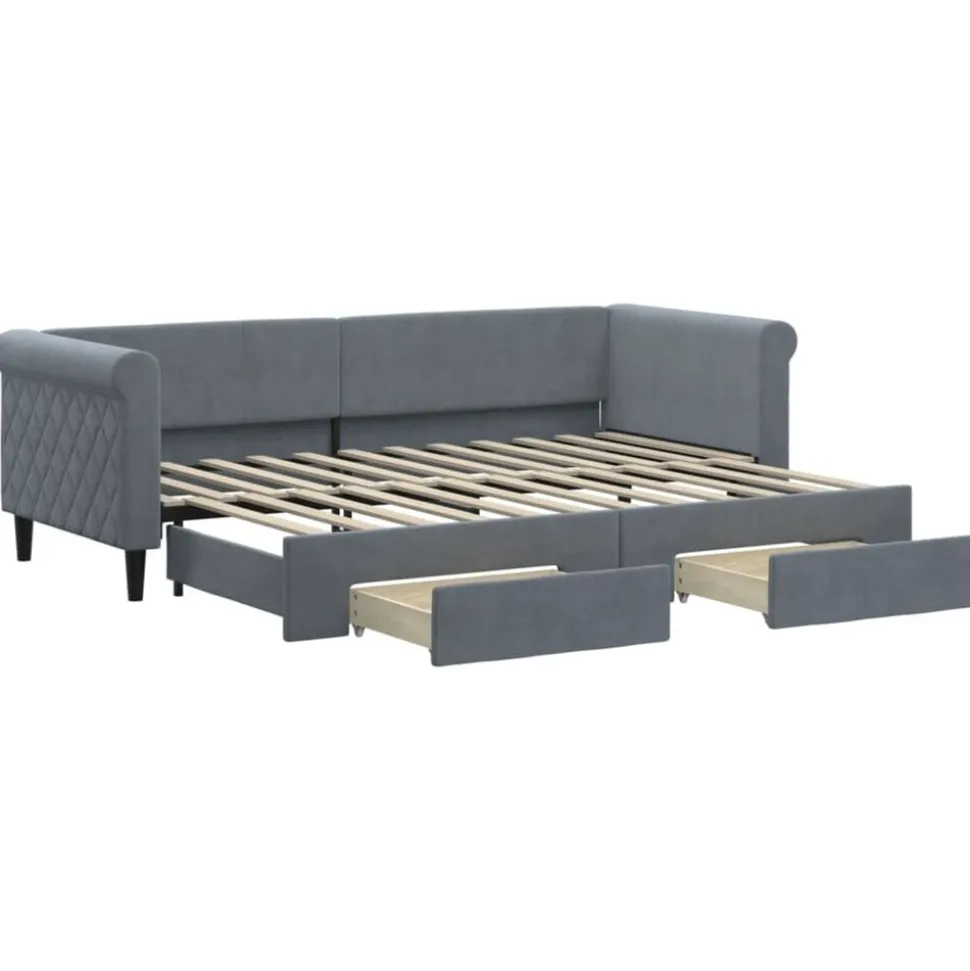 vidaXL Tagesbett Ausziehbar mit Schubladen Dunkelgrau 80x200 cm Samt