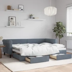 vidaXL Tagesbett Ausziehbar mit Schubladen Dunkelgrau 80x200 cm Samt