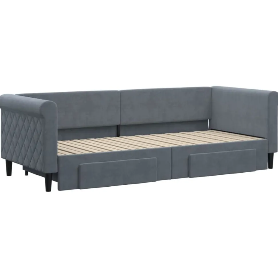 vidaXL Tagesbett Ausziehbar mit Schubladen Dunkelgrau 80x200 cm Samt